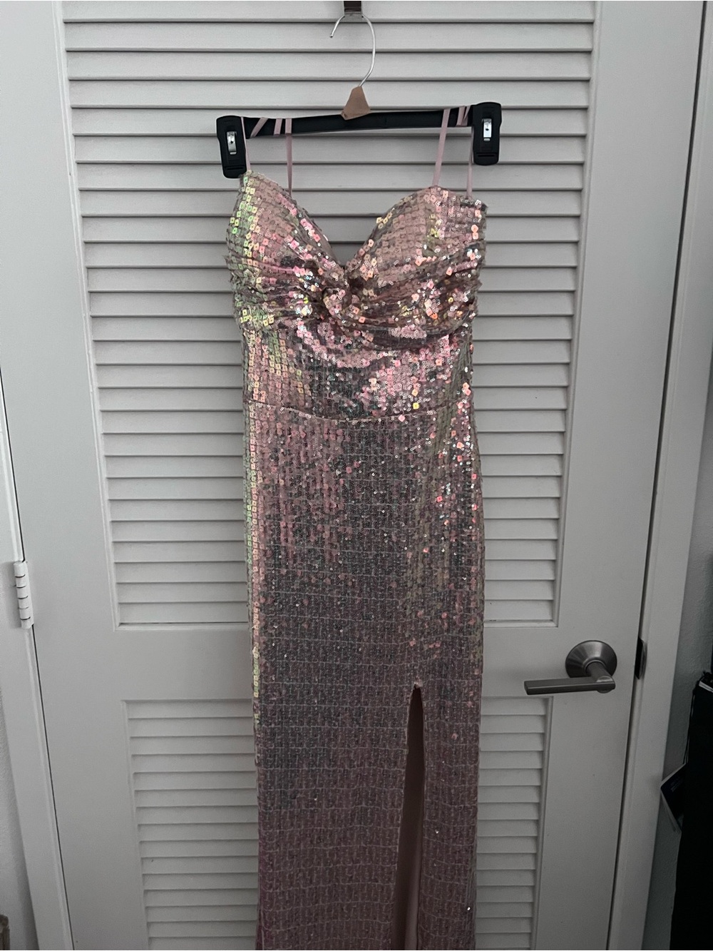 Sparkly Sequin Pink Strapless Evening Dress Size XL